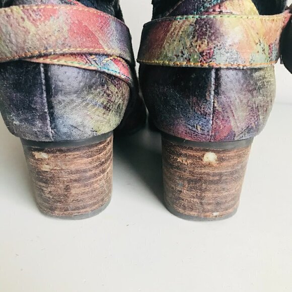 L'Artiste Spring Step Shazzam Navy Multicolored Ankle Boots Size US 8.5 EU 39 - Picture 5 of 8